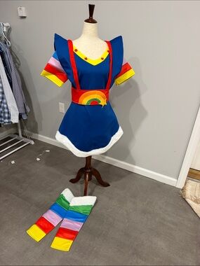 Rainbow Brite 80’s Halloween Costume with Fur Trim